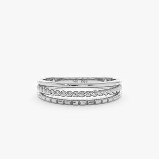 Plain Three Row Moissanite Wedding Band In 14K Yellow Gold For Women