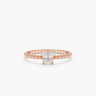 Round & Marquise Cut Diamond Butterfly Gold Wedding Ring