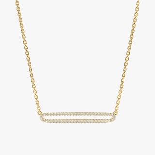 Round Cut Diamond Rectangle Shape Necklace for Her