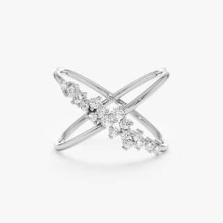 Round Cut Diamond Cross Statement Wedding Band for Women