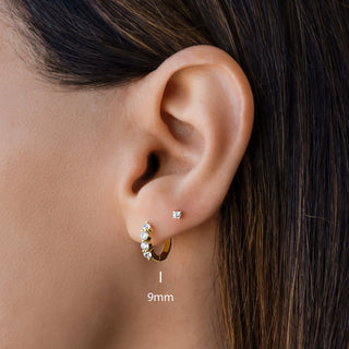 Pendientes de aro con diamantes de talla redonda para mujer