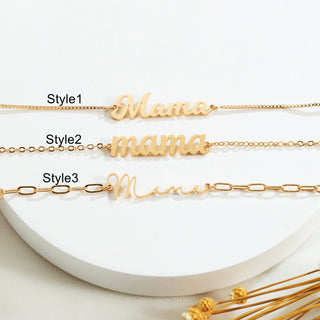 Pulsera de oro con nombre personalizado "Mamá" para el Día de la Madre