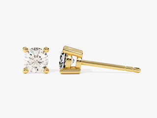 Round Cut Moissanite Diamond Earrings for Women in Yellow Gold