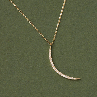 Crescent Moon Moissanite Diamond Necklace for Women