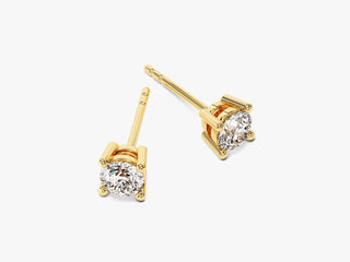 Boucles d'oreilles en or jaune avec diamants et moissanite à taille ronde pour femmes