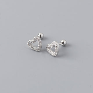 Pendientes de oro con forma de corazón y diamantes redondos, regalo para ella