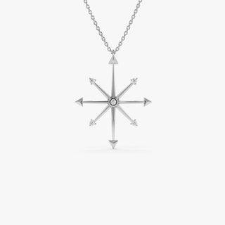 Collier avec pendentif en diamant moissanite à coupe ronde et boussole de 0,11 TCW