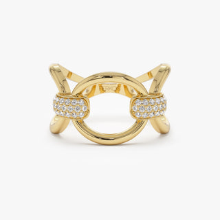 Anillo de bodas de oro macizo de 18 k con diamantes en forma de bucle para mujer