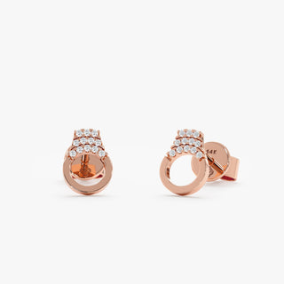 Pendientes con forma de esposas de diamantes de talla redonda para regalo de Navidad