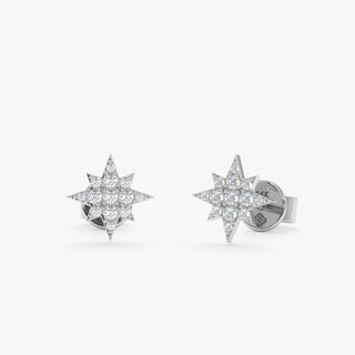 Pendientes celestiales con estrella de diamantes de talla redonda para ella 