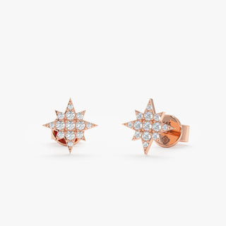 Pendientes celestiales con estrella de diamantes de talla redonda para ella 