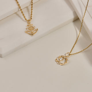 Collier à double cœur entrelacé en diamant taille ronde pour elle 