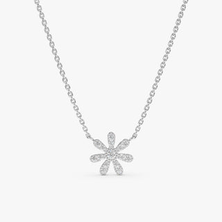 Round Cut Diamond Flower Necklace for Women