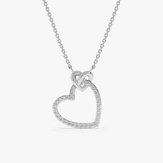 Round Cut Diamond Heart Necklace for Her