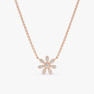 Collier fleur en diamant taille ronde pour femme 