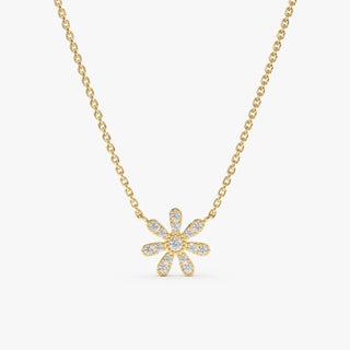 Round Cut Diamond Flower Necklace for Women