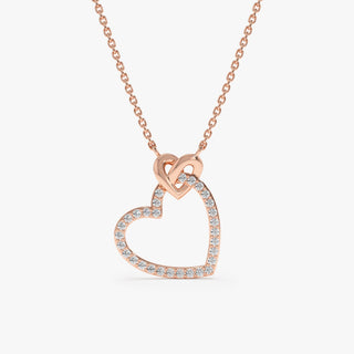 Round Cut Diamond Heart Necklace for Her