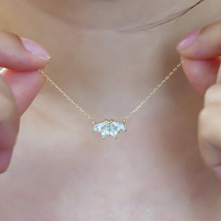 Rhombus Cut Diamond Flower Pendant Necklace Gift for Women