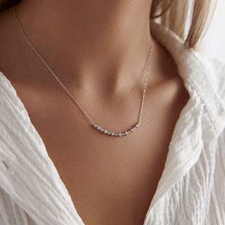 Collier Smile en or massif 14 carats avec diamants taille ronde pour elle 