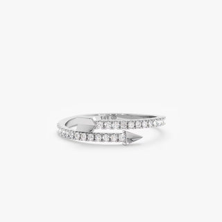 Alliance de mariage en or massif 18 carats avec diamants Moissanite pavés en forme de flèche ronde de 0,29 ct