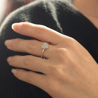 Bague gravée en forme de cœur avec empreinte digitale réelle personnalisée, cadeau pour mère