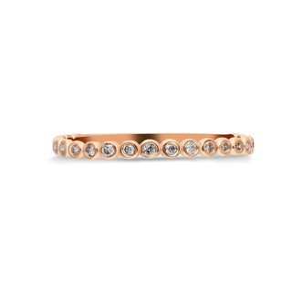 Round Bezel Set Moissanite Diamond Wedding Band in Gold