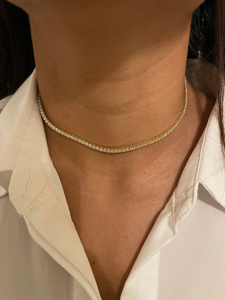 Collier ras du cou avec diamants taille ronde, cadeau pour elle