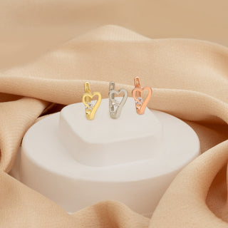 Pendientes de corazón con diamantes de talla redonda para regalo de aniversario