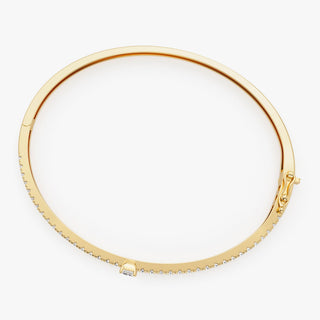 Bracelet jonc en diamant en forme d'émeraude pour femme 