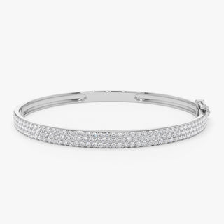 Bracelet jonc triple rangée de diamants pour femme 