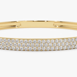 Bracelet jonc triple rangée de diamants pour femme 