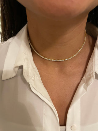 Collier ras du cou avec diamants taille ronde, cadeau pour elle