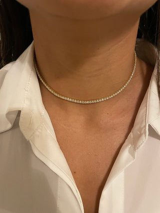 Collier ras du cou avec diamants taille ronde, cadeau pour elle