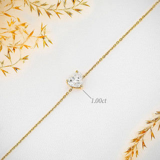 Bracelet en diamant solitaire taille cœur pour cadeau de Saint-Valentin