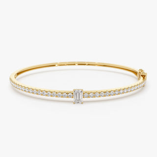 Pulsera de oro y diamantes en forma de esmeralda para mujer 