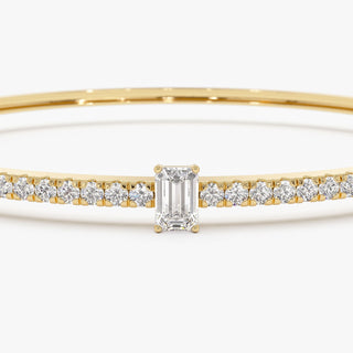 Bracelet jonc en diamant en forme d'émeraude pour femme 