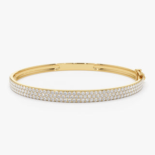 Statement Triple Row Diamond Bangle Bracelet for Women