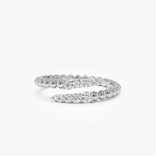 Bague spirale en or avec perles rondes et diamants pour femme