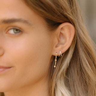 Boucles d'oreilles créoles doubles à diamants taille ronde pour femmes