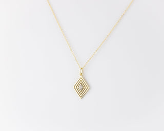 Rhombus art deco Diamond Pendant for Women in Gold