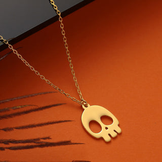 Collier avec pendentif fantôme en forme de crâne d'Halloween en or massif