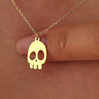 Collar de oro de 14 quilates con forma de calavera y fantasma para Halloween, regalo para mujer 