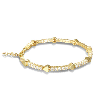 Pulsera de tenis con corazón de moissanita y diamantes redondos para ella