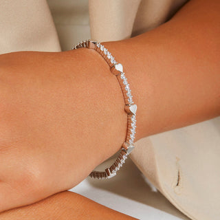 Bracelet tennis en moissanite avec diamants ronds et cœur pour elle