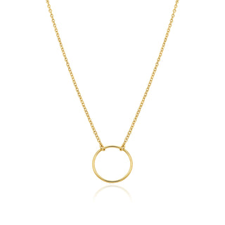 Collier délicat et simple avec pendentif en forme de cercle en or massif 14 carats