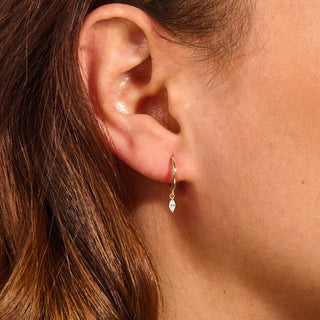 Boucles d'oreilles créoles en diamant taille marquise pour un usage quotidien (personnalisées) 