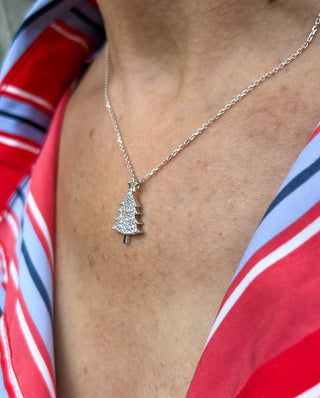 Collar de árbol de Navidad de corte redondo para mujer, regalo de joyería navideña