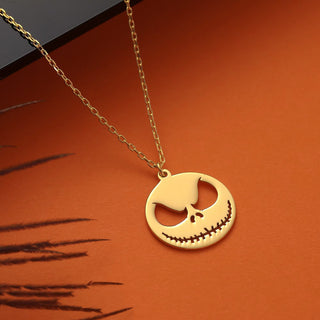 Collar de calavera de Halloween de oro de 14 quilates, regalo para mujer