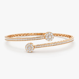 Brazalete abierto con diamantes de talla redonda para ella