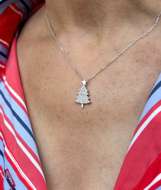 Collar de árbol de Navidad de corte redondo para mujer, regalo de joyería navideña